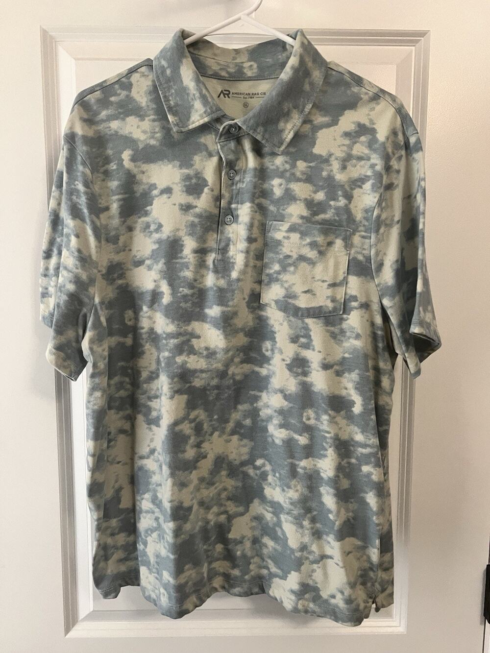American Rag Short Sleeve Button Up Shirt Men Size XL The Clouds Cloud Blue NWT